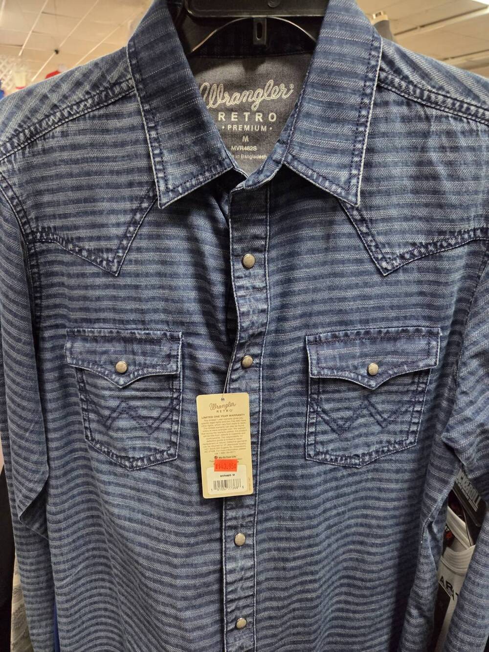 NEW WRANGLER men's retro shirt in blue